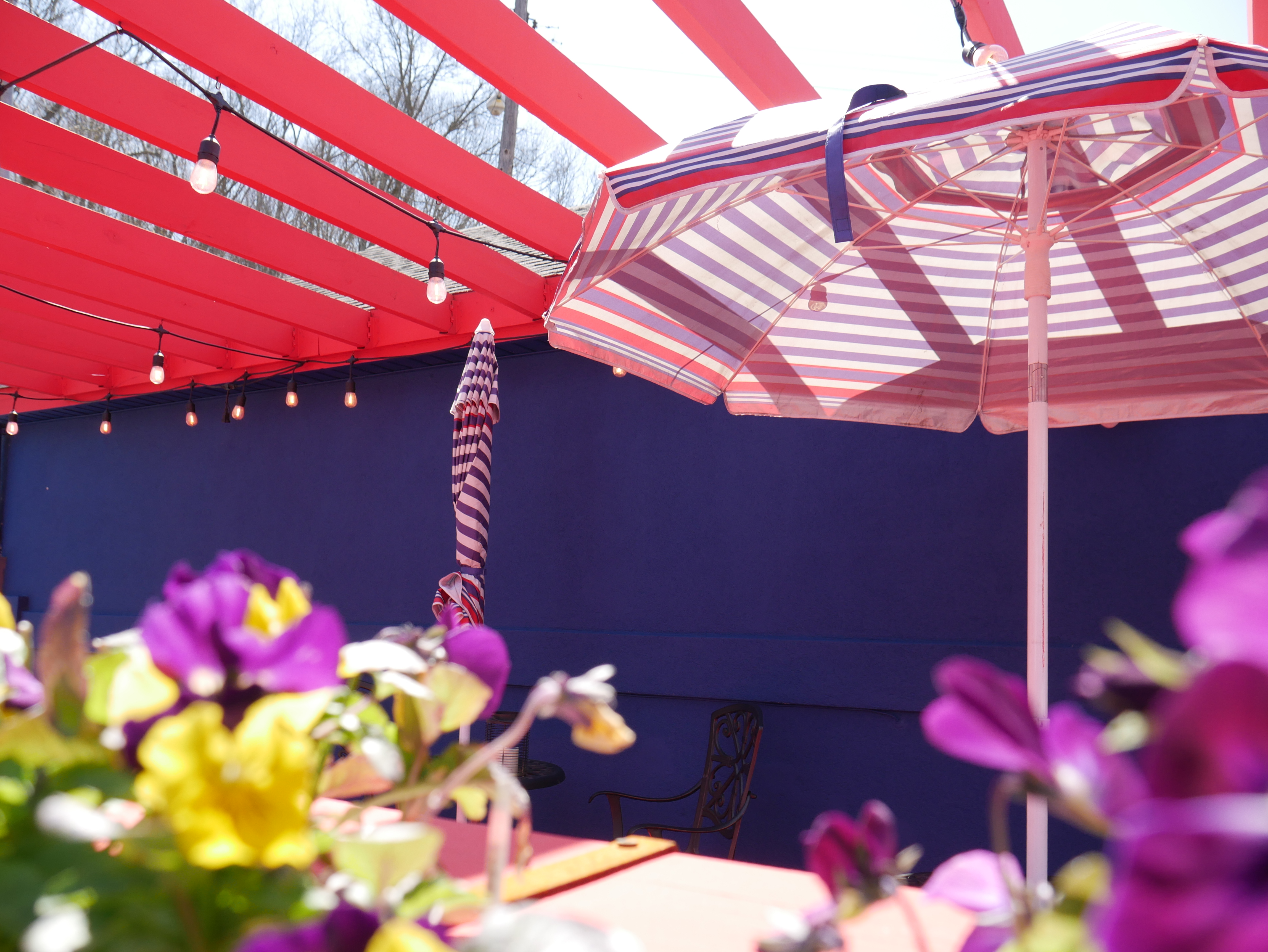 Exterior deck seating at Barbara's Cafe